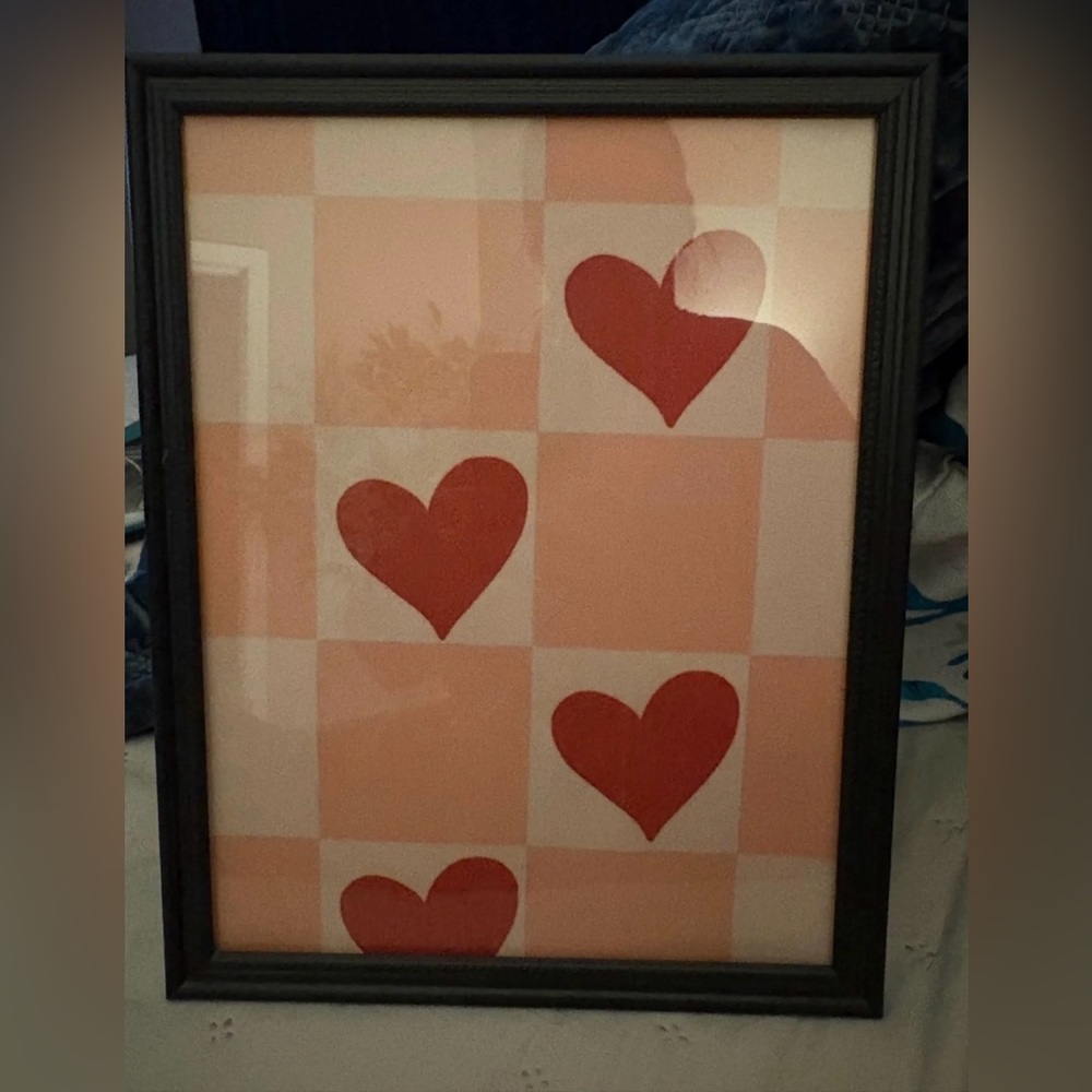 Checkered Heart Print Framed 8x10
